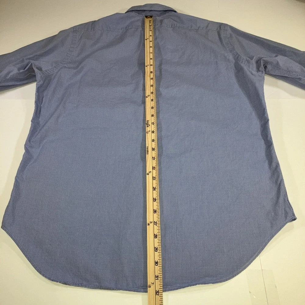 Vintage Polo Ralph Lauren Andrew Dress Shirt Mens 16 34/35 Blue Mini Check